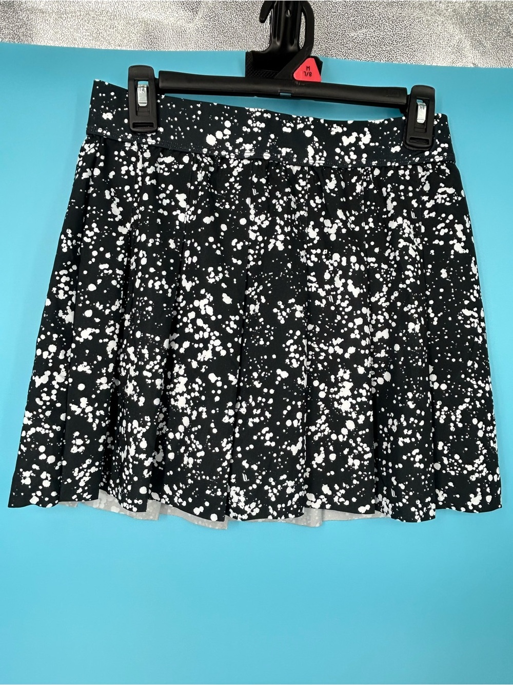 Black & White Splatter Pleated Skirt Sz M